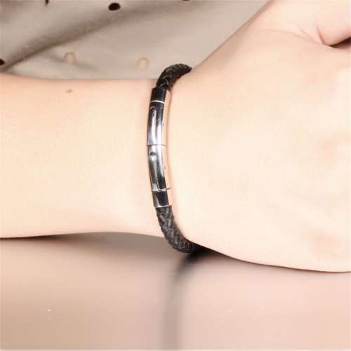 Men's Cool Braided Genuine Leather Stainless Steel Bracelet Bangle Extend Clasp Best Deals & Coupons in America